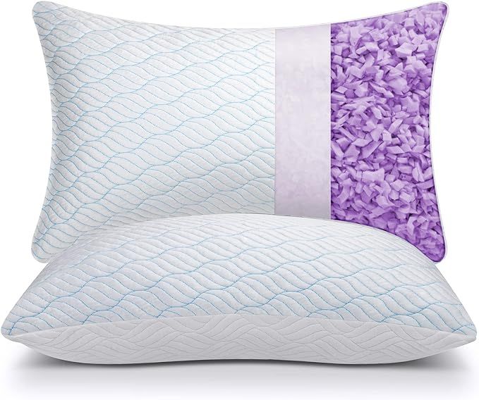 Cooling Pillows Queen Size Set of 2, Memory Foam Pillows with Zipper, Adjustable Firmness for Sle... | Amazon (US)