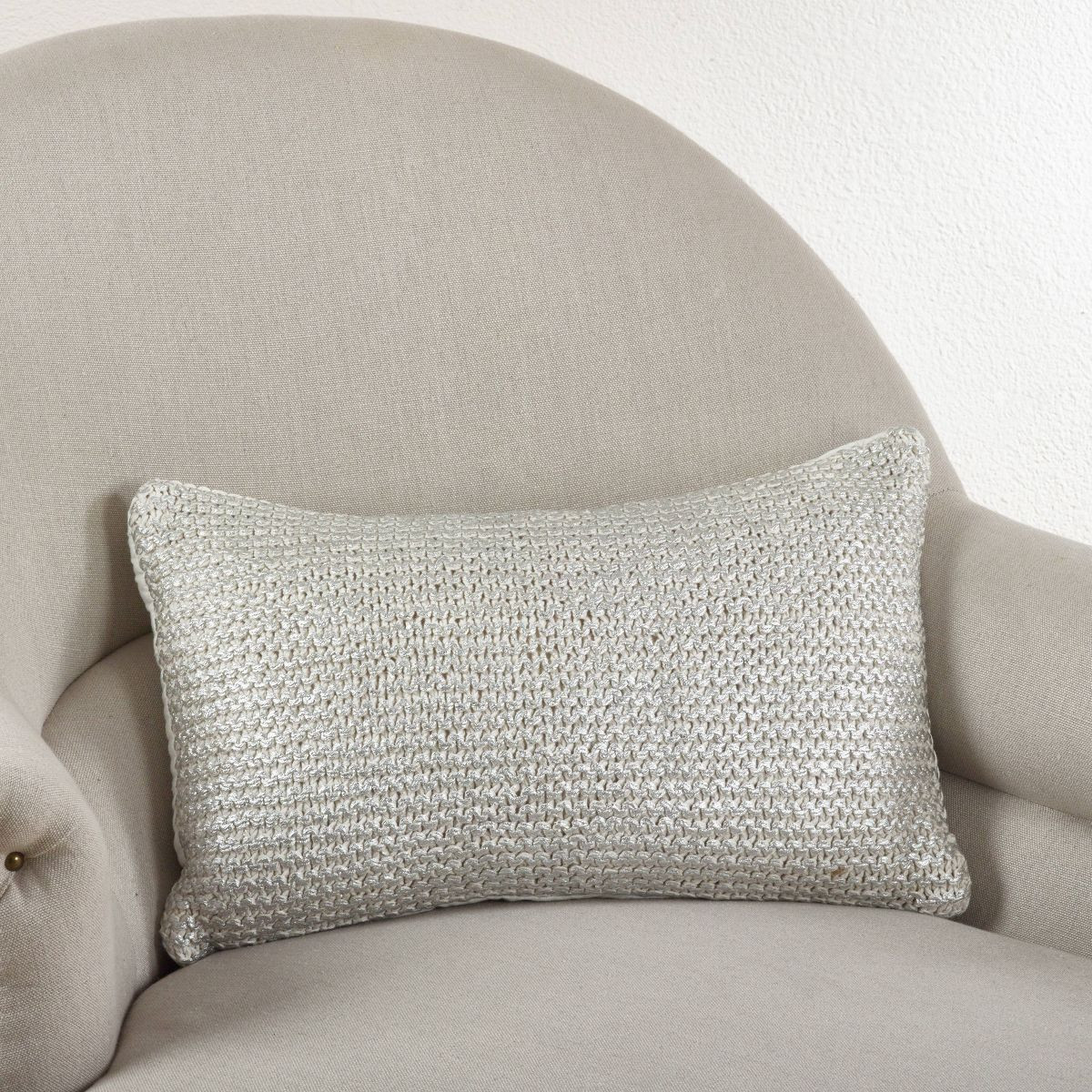 Down Filled Knitted Design Throw Pillow Ivory - Saro Lifestyle | Target