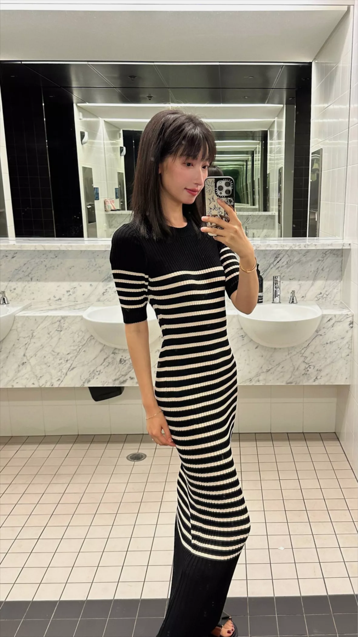 Striped Knitted Midi Dress
