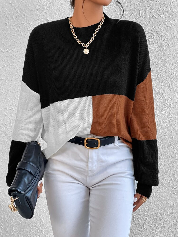 New
     
      SHEIN Colorblock Drop Shoulder Sweater | SHEIN