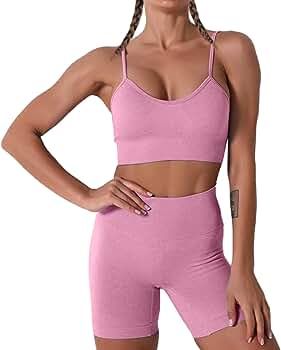 Women Seamless Yoga Set 2 Piece Workout Sport Bra with High Waist Shorts Legging Outfit Tracksuit... | Amazon (US)