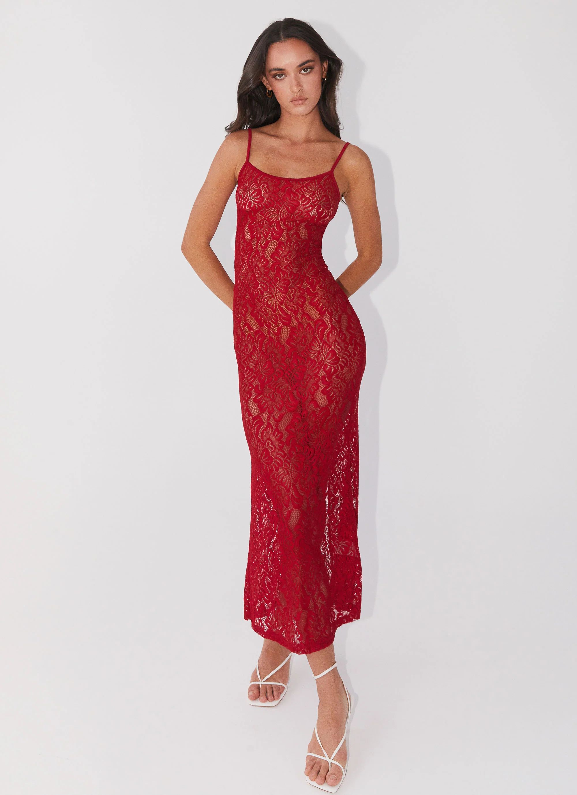 Leona Lace Maxi Dress - Red Rose | Peppermayo (Global)