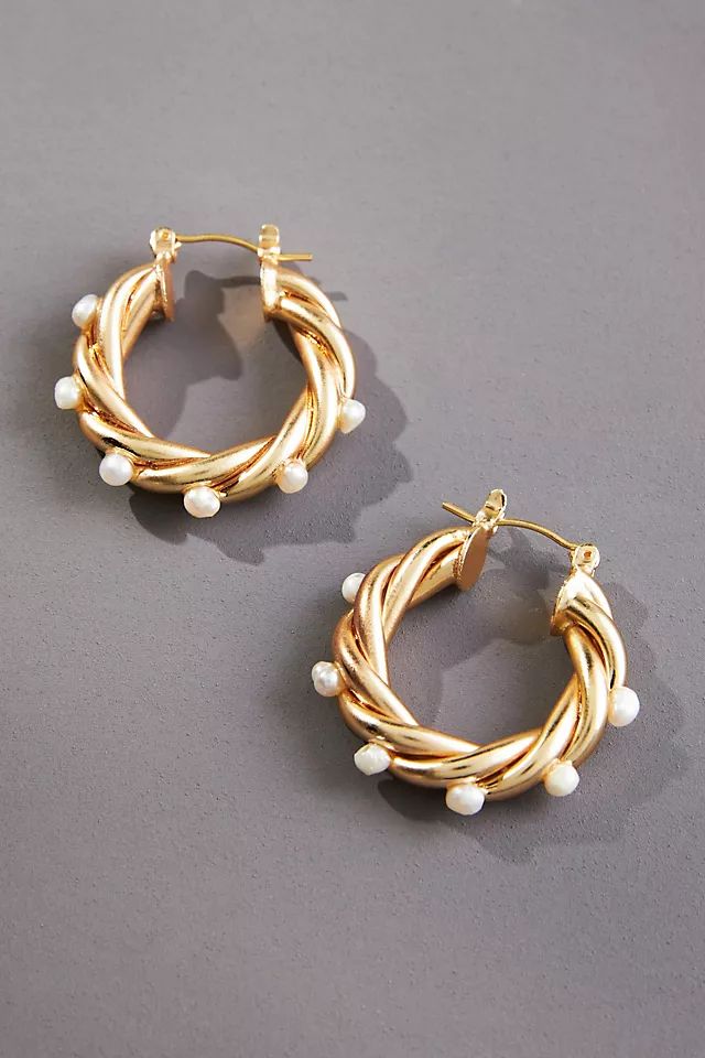 Twisted Pearl Hoop Earrings | Anthropologie (US)