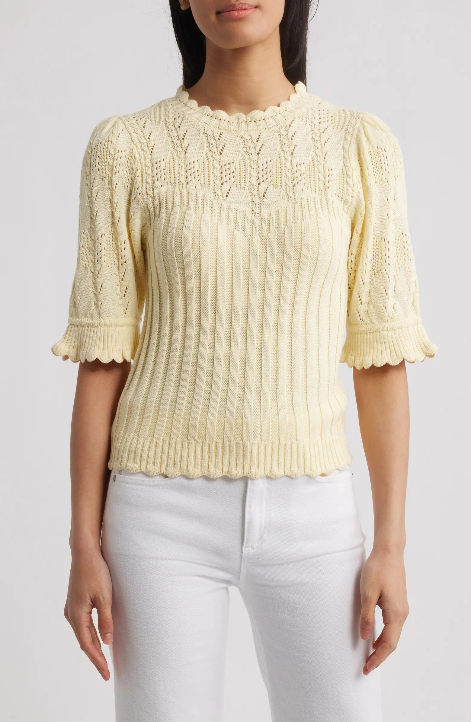Mixed Stitch Elbow Sleeve Sweater | Nordstrom