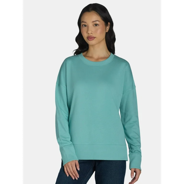 Time and Tru Women's Crewneck Sweatshirt with High-Low Hem, Sizes XS -4X | Walmart (US)