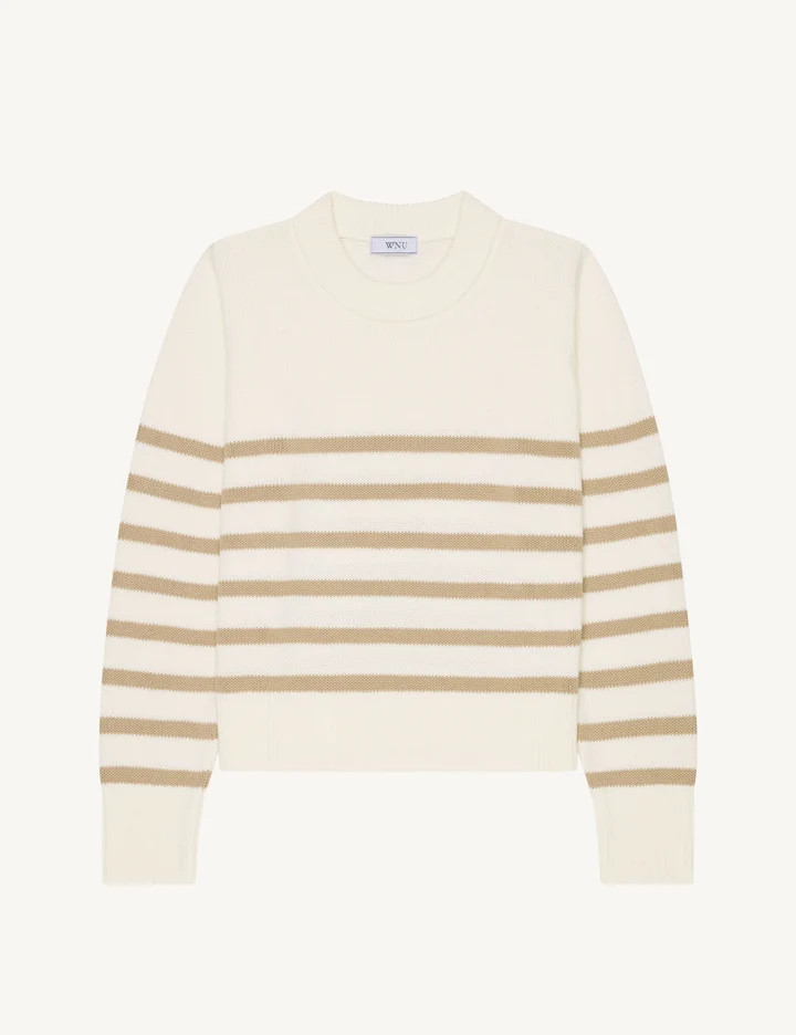Devon Jumper: Cotton, Latte Stripe | With Nothing Underneath