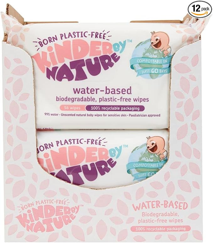 Kinder by Nature Water-Based Baby Wipes - 56 Count (Case of 12 packs) | Amazon (US)