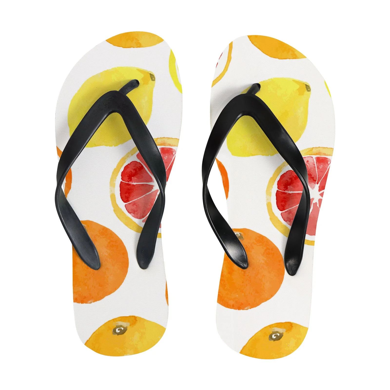 Bestwell Flip Flop Casual Non-slip, Lemon Orange Fruits Thong Sandals for Women Men, Beach Summer... | Walmart (US)