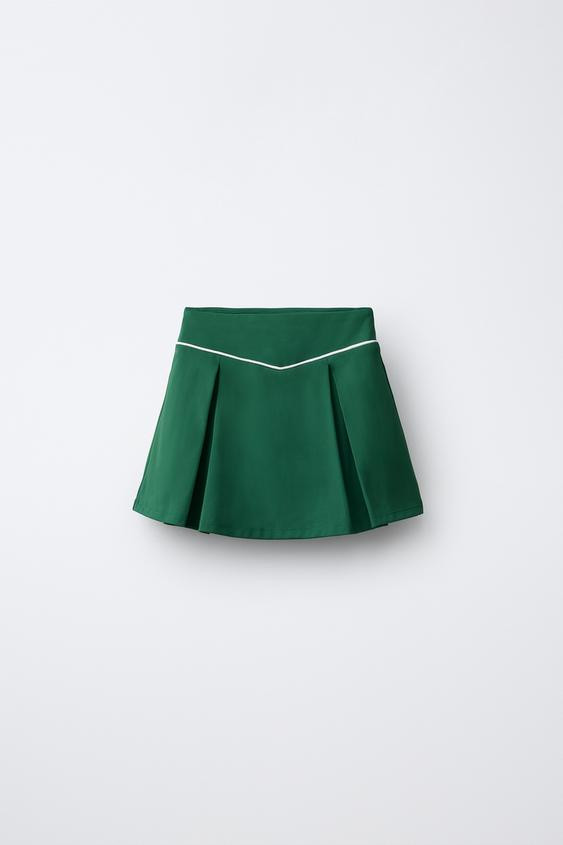 CONTRAST PIPING BOX PLEAT SKIRT | Zara US