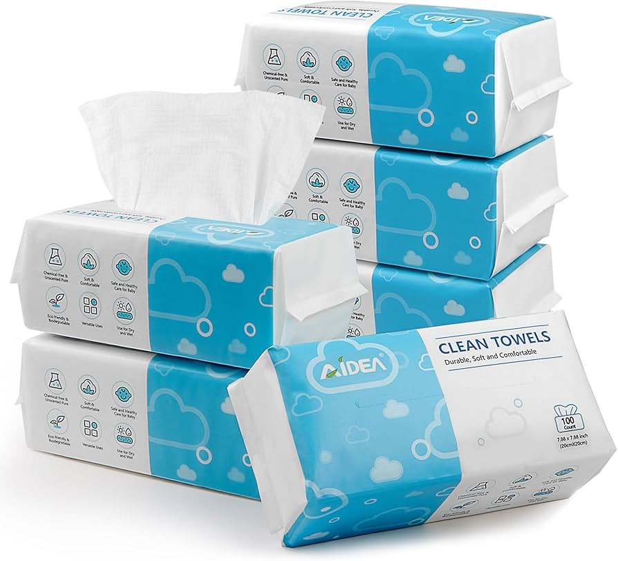 AIDEA Disposable Face Towels-600Ct, Biodegradable Clean Towels, Clean Facial Wipes for Sensitive ... | Amazon (US)