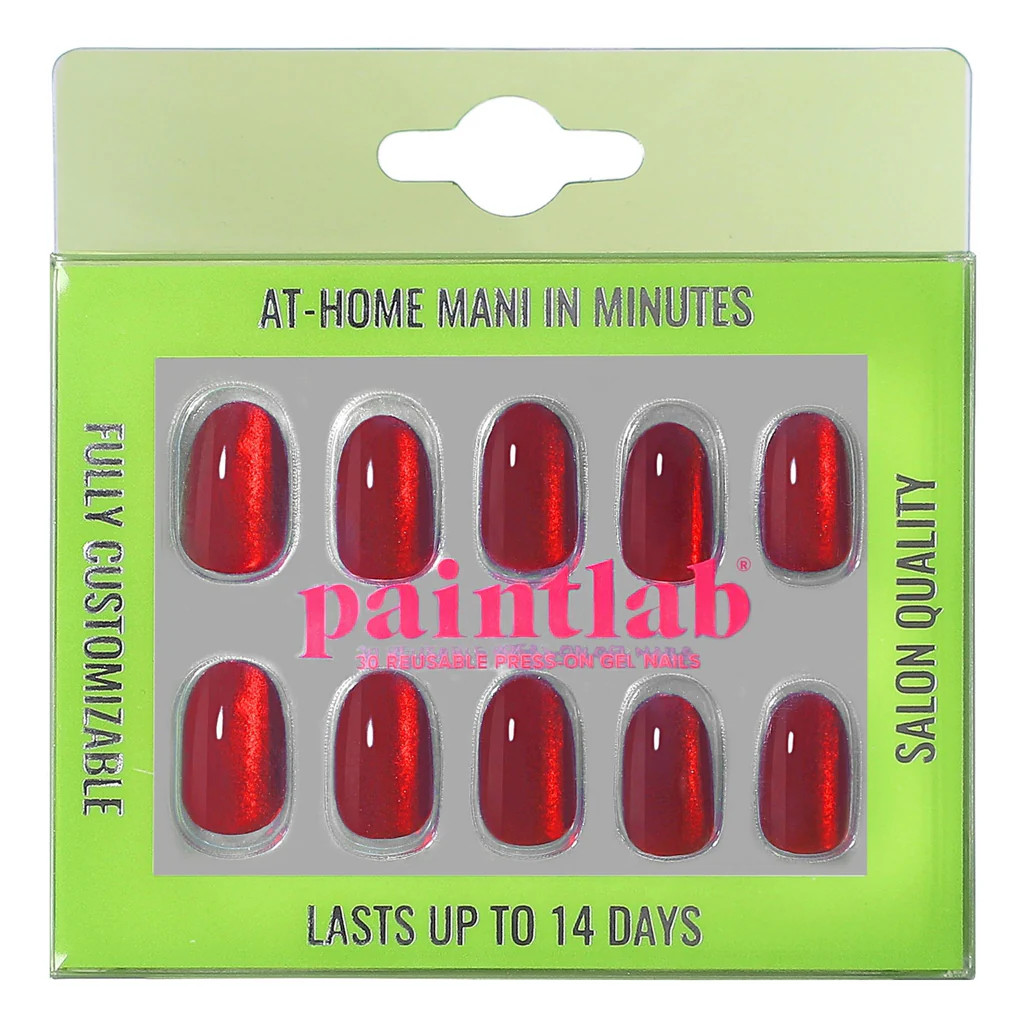 Red Ruby Oval Press On Nails | PaintLab