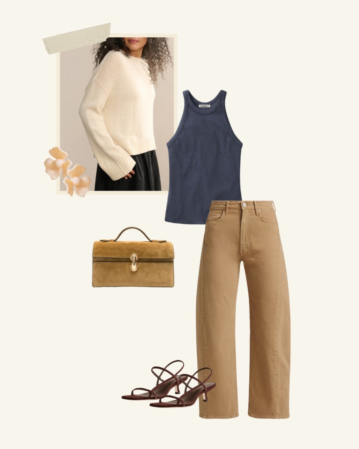 My favorite barrel leg jeans with savette bag and kitten heels and Jenni kayne sweater  