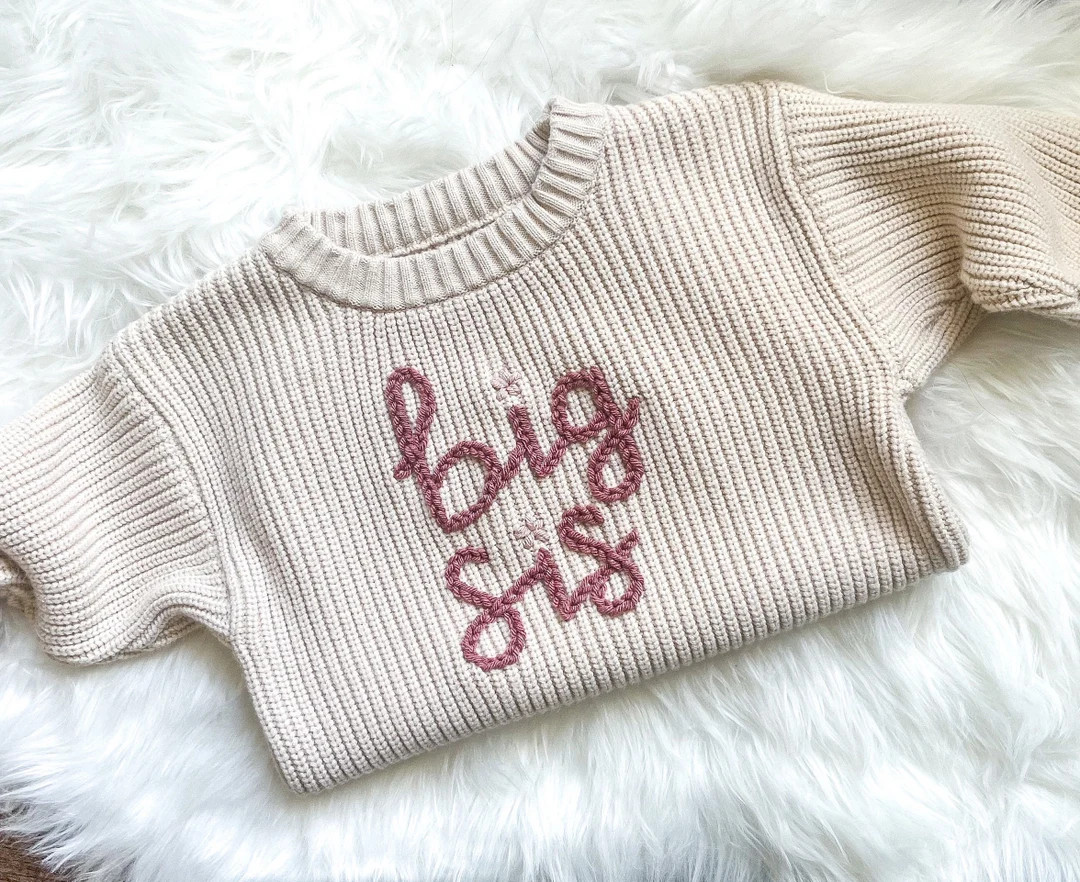 Big Sis Hand-embroidered Sweater - Etsy | Etsy (US)