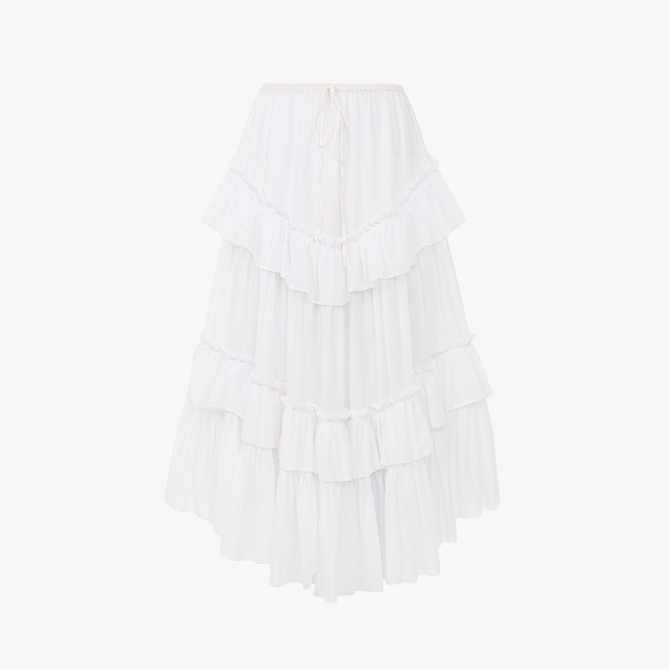 Chloé - Layered ruffled midi skirt in cotton voile - Iconic Milk - 40 - Cotton | Chloe US