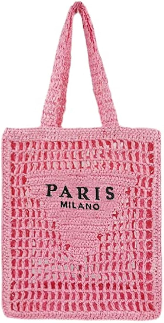 Straw Mesh Tote Bag for Women, Woven Beach Shoulder Bag, Large Capacity Foldable Hobo Bag | Amazon (US)