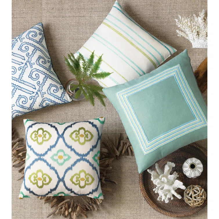 Azul by Barclay Butera Para Aqua Knife Edge Square Pillow Cover & Insert | Wayfair Professional