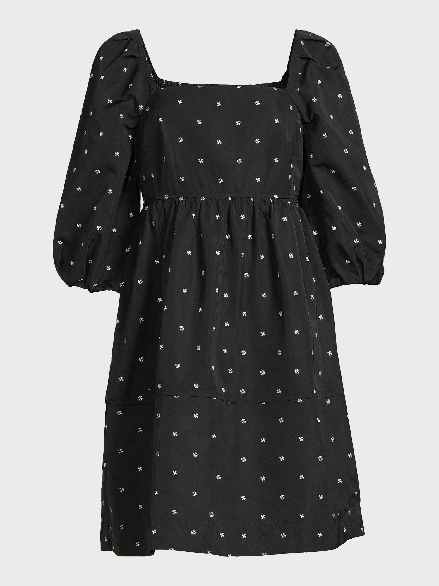 Free Assembly Women's Square-Neck Mini Dress with ¾ Sleeves, Sizes XS-XXXL | Walmart (US)