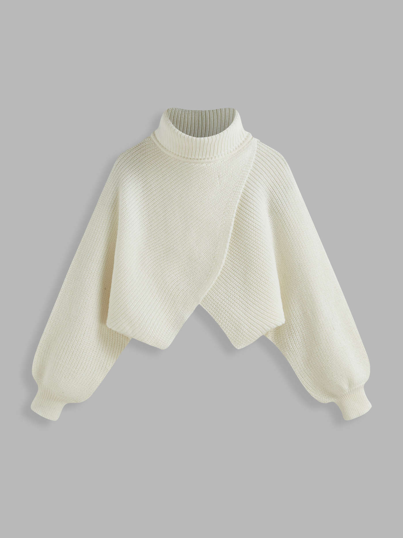 High Neck Solid Knitted Long Sleeve Crop Sweater | Cider