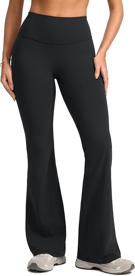 Womens High Waist No Front Seam Scrunch Butt Flare Leggings Workouts 31 Inches V-Back Bootcut Gym... | Amazon (US)