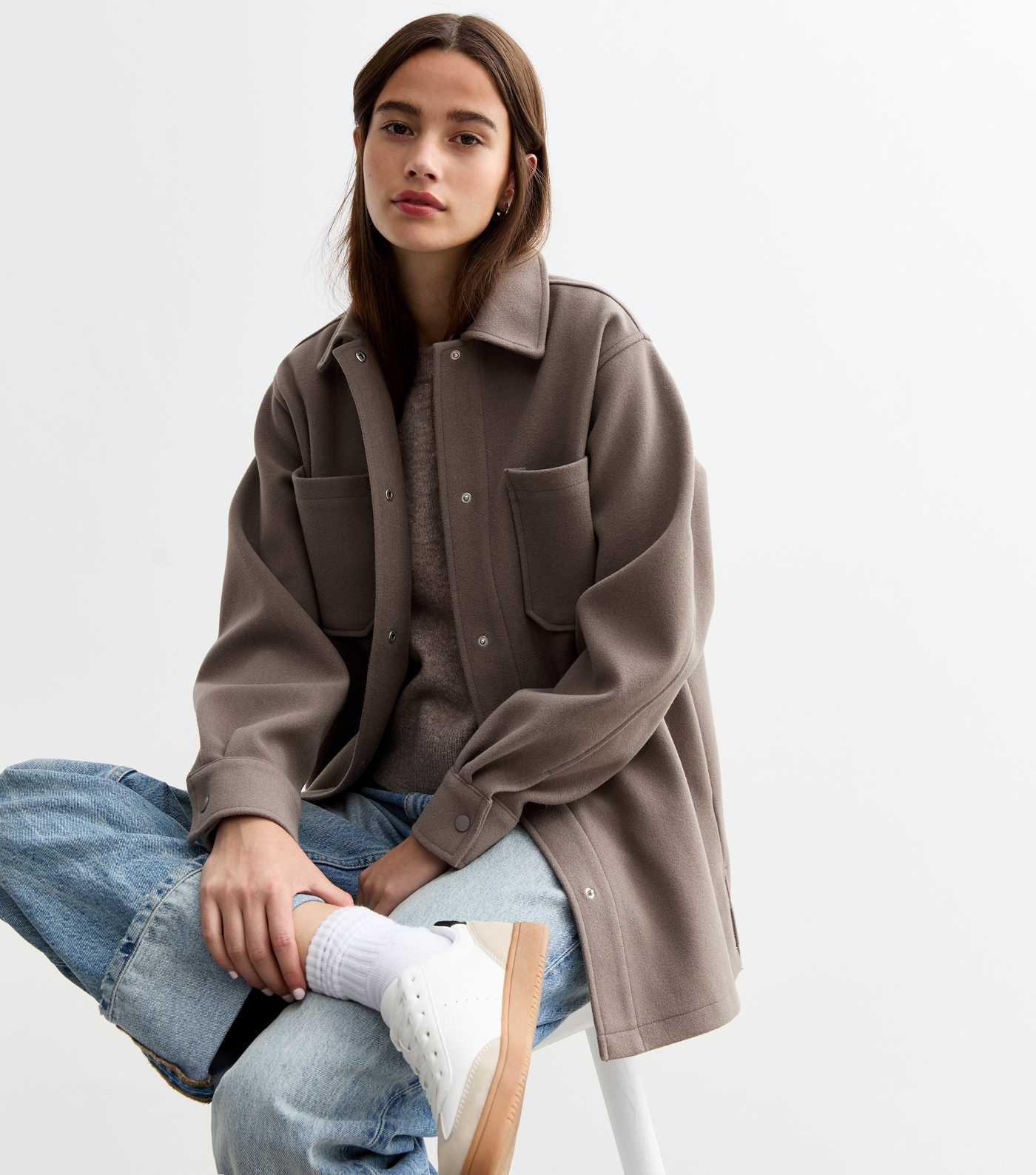 Brown Long Shacket  | New Look | New Look (UK)