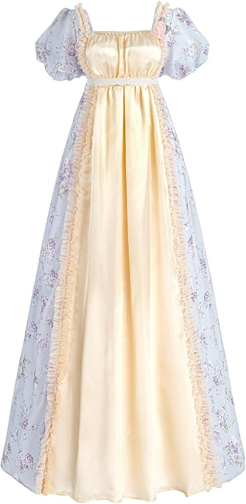 LTAKK Regency Dress Women Regency Costume Empire Waist Tea Party Victorian Gown with Sash and Cor... | Amazon (US)