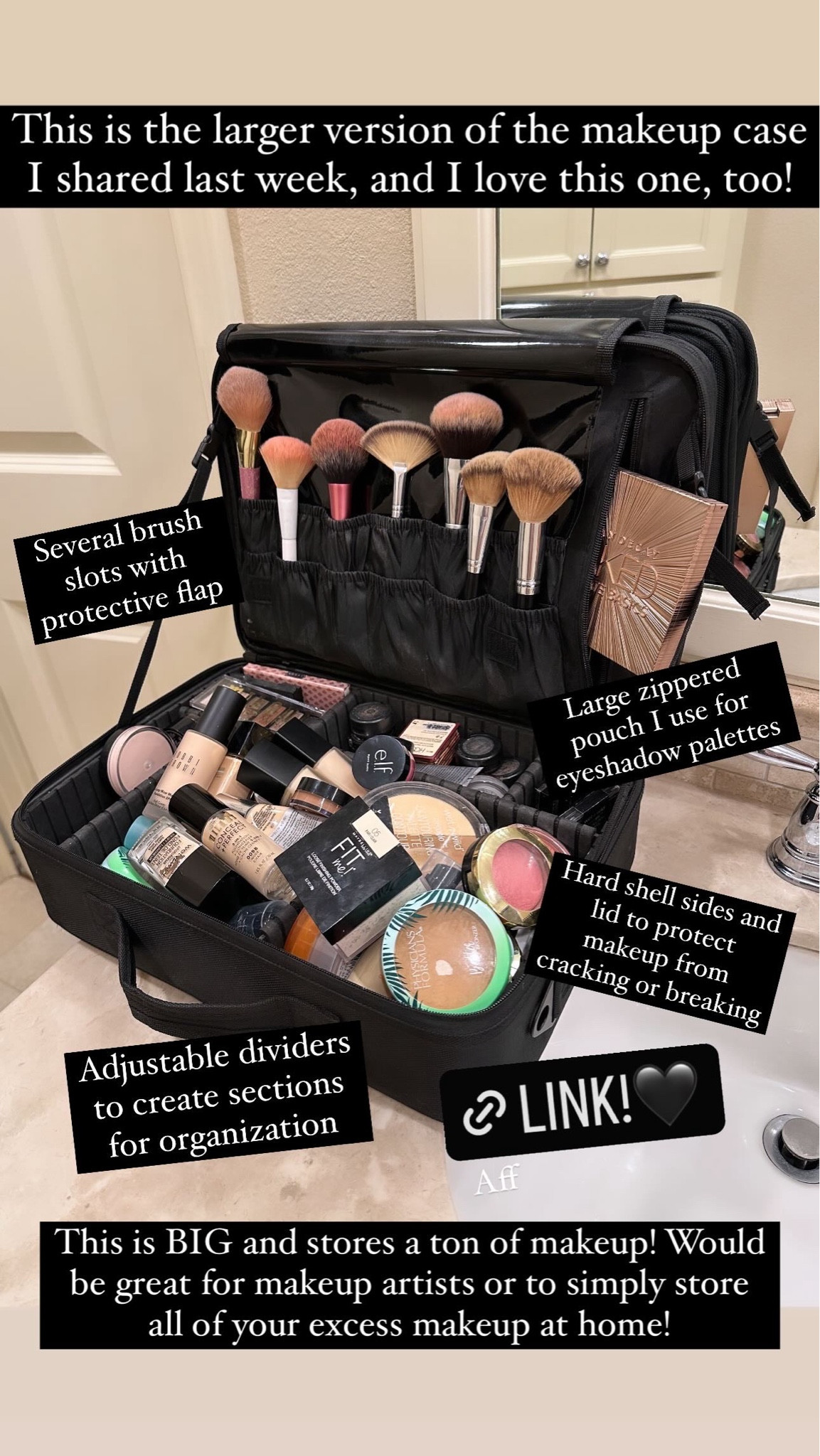 With Compartments Small Makeup Bag For Travel Londo Top Grain - Main Image