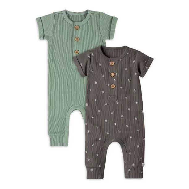 Modern Moments by Gerber Baby Boy or Girl Unisex Waffle Romper, 2-Pack, Sizes 0/3 -24 Months | Walmart (US)