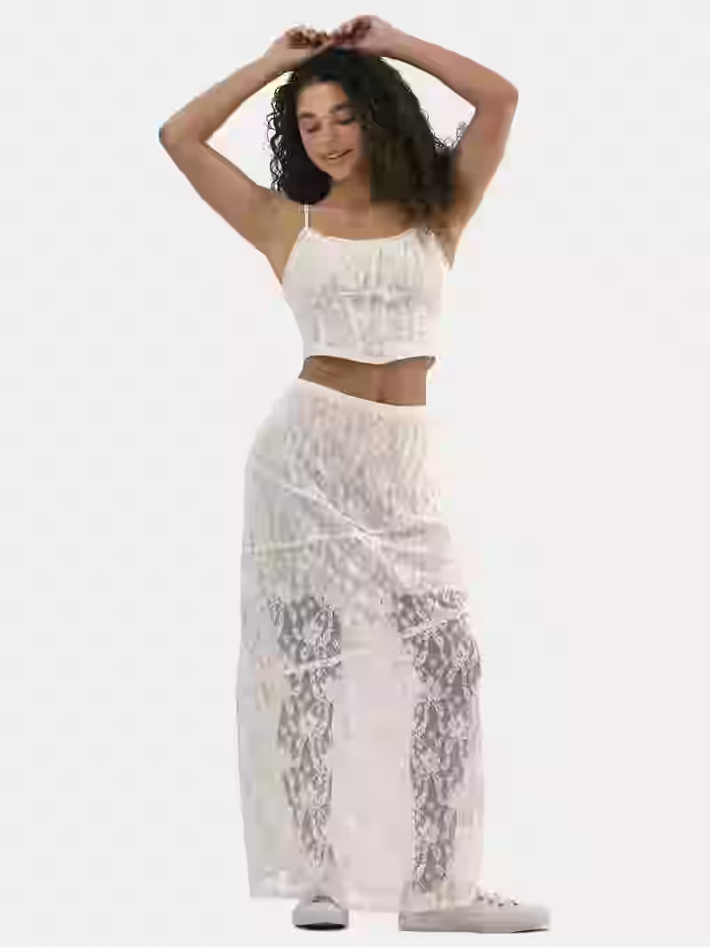 No Boundaries Lace Corset Top and Maxi Skirt Set, 2-Piece, Women's | Walmart (US)