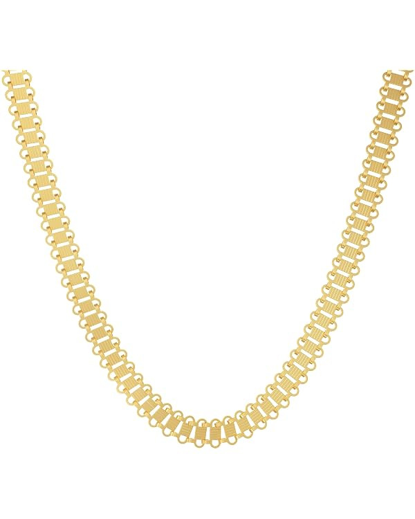 14K Gold Plated Dainty Cuban Choker Necklace Herringbone Snake Necklace Paperclip Chain Layered N... | Amazon (US)