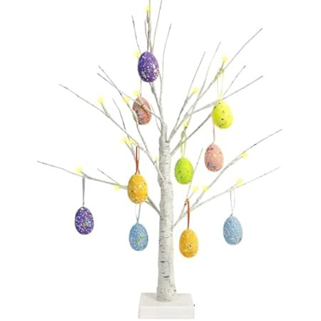kemooie 24 inch Pre-lit Christmas White Birch Tree, 24 Led Lights Battery Operated Table Centerpi... | Amazon (US)