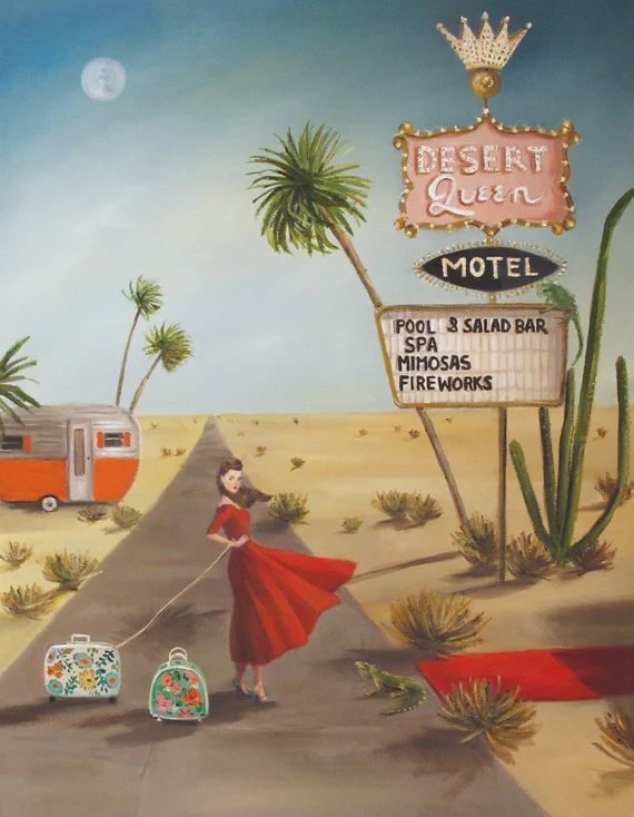 Desert Queen Motel. Art Print | Etsy (US)