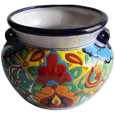 Jayd TalaMex Small-Sized Rainbow Mexican Colors Talavera Ceramic Garden Pot | Wayfair North America