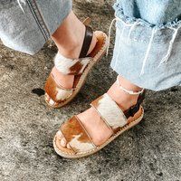 Genuine Cowhide Sandals | Etsy (US)