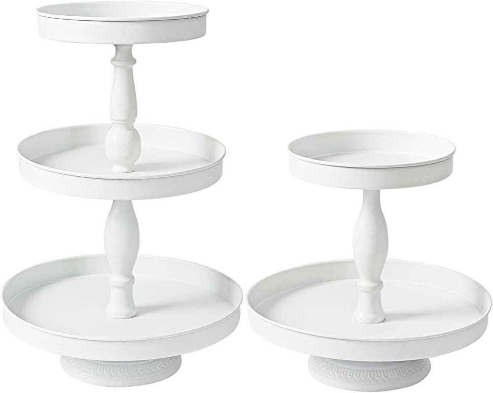 Donosura White Cupcake Stand Tiered Tray Set of 2, 2 & 3 Tier Tray Cup Cake Stand Cupcake Holder,... | Amazon (US)
