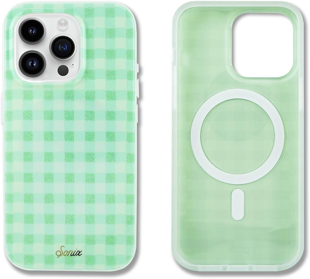 Sonix Case for iPhone 15 Pro Max | Compatible with MagSafe | 10ft Drop Tested | Minty Gingham | Amazon (US)