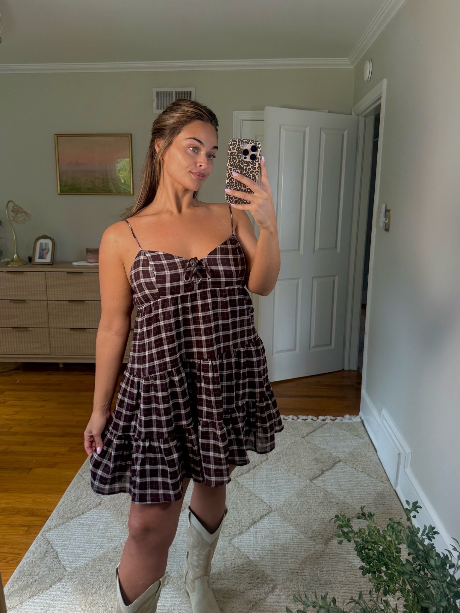 The perfect transition dress from summer to fall!! From Walmart and wearing a size Large 🐻🤠