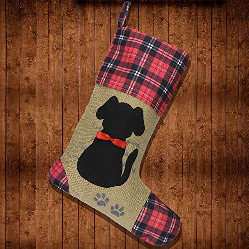 WENDSIM Christmas Stocking for Dog Black Dog Christmas Stocking with Puppy Pattern Christmas Decorations, with Red Bowknot Pet Stocking for Christmas Holiday Personalize(Dog Pattern) | Amazon (US)