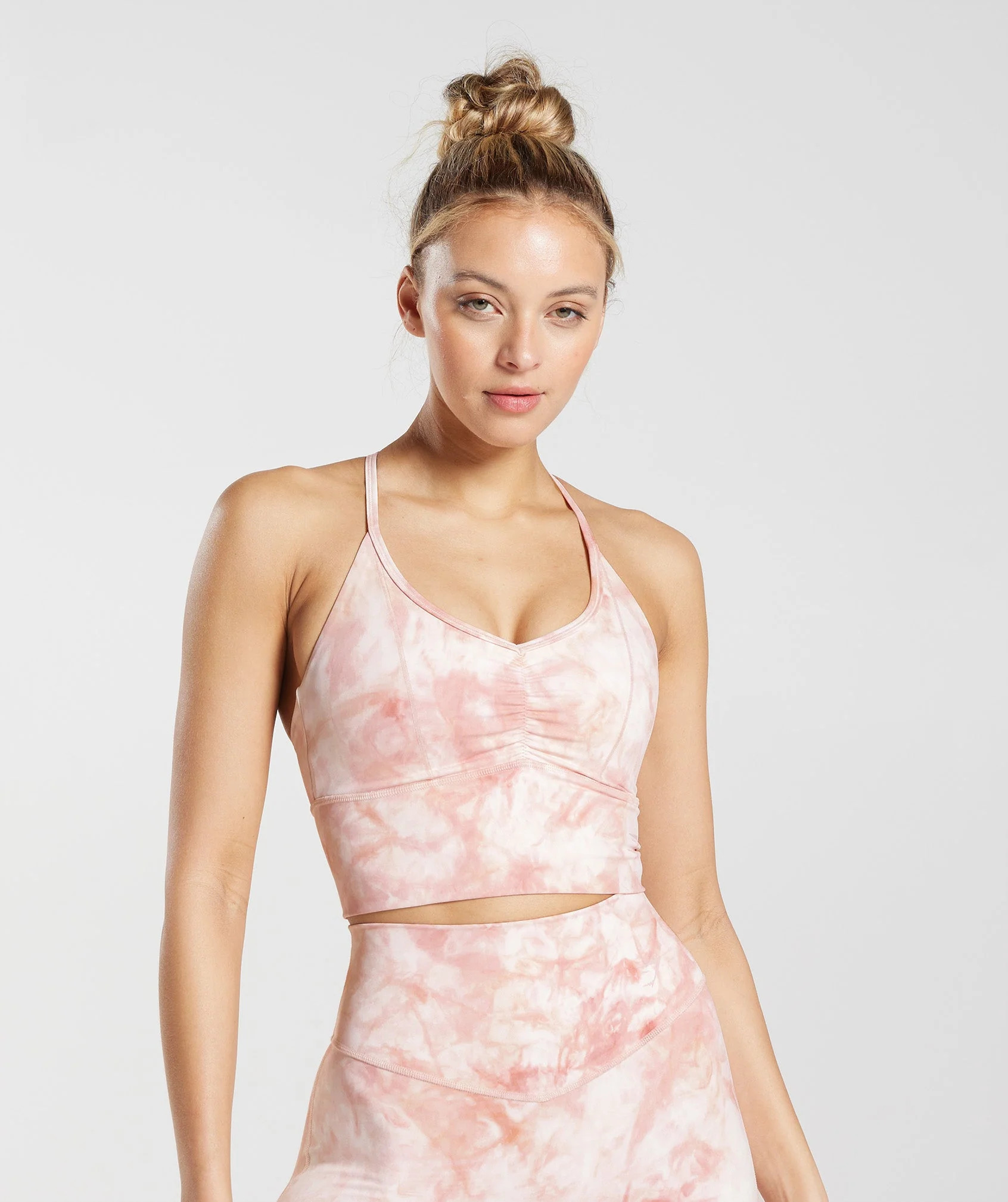 Gymshark Elevate Spray Dye Longline Sports Bra - White/Misty Pink/Scandi Pink | Gymshark US