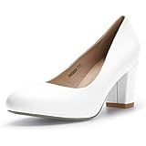 Amazon.com | Ankis White Pumps for Women -Comfortable Low Stiletto Heels Women's Pumps Closed Rou... | Amazon (US)