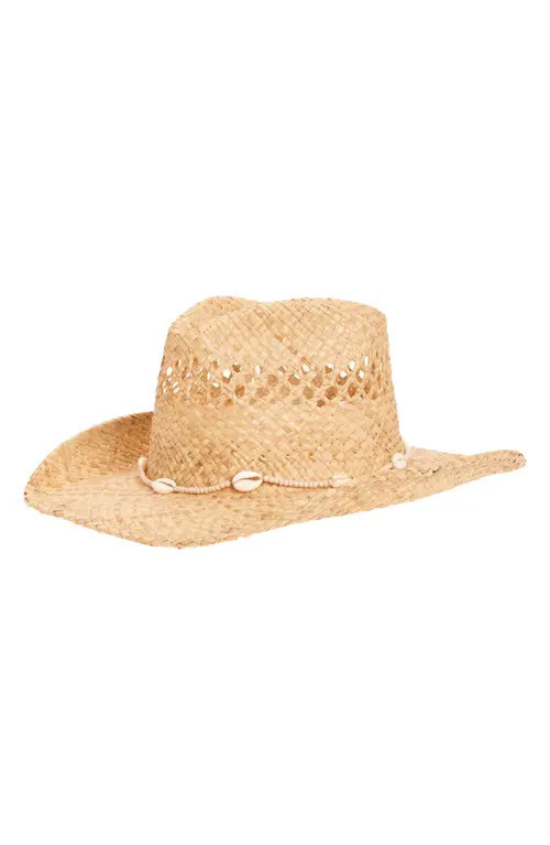 Lack of Color Seashells Open Weave Cowboy Hat in Natural at Nordstrom, Size Small | Nordstrom