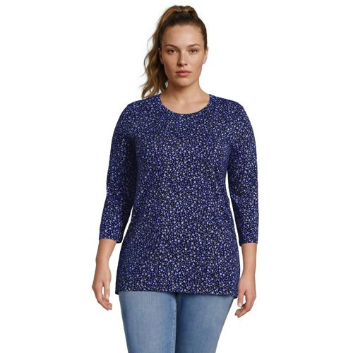 Women's Plus Size 3/4 Sleeve Cotton Supima Tunic - Lands' End - Red - 1X | Lands' End (US)
