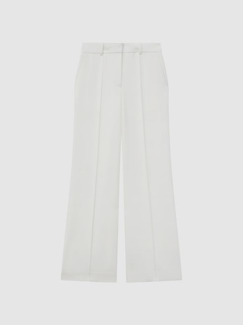 Reiss White Sienna Crepe Wide Leg Suit Trousers | Reiss UK