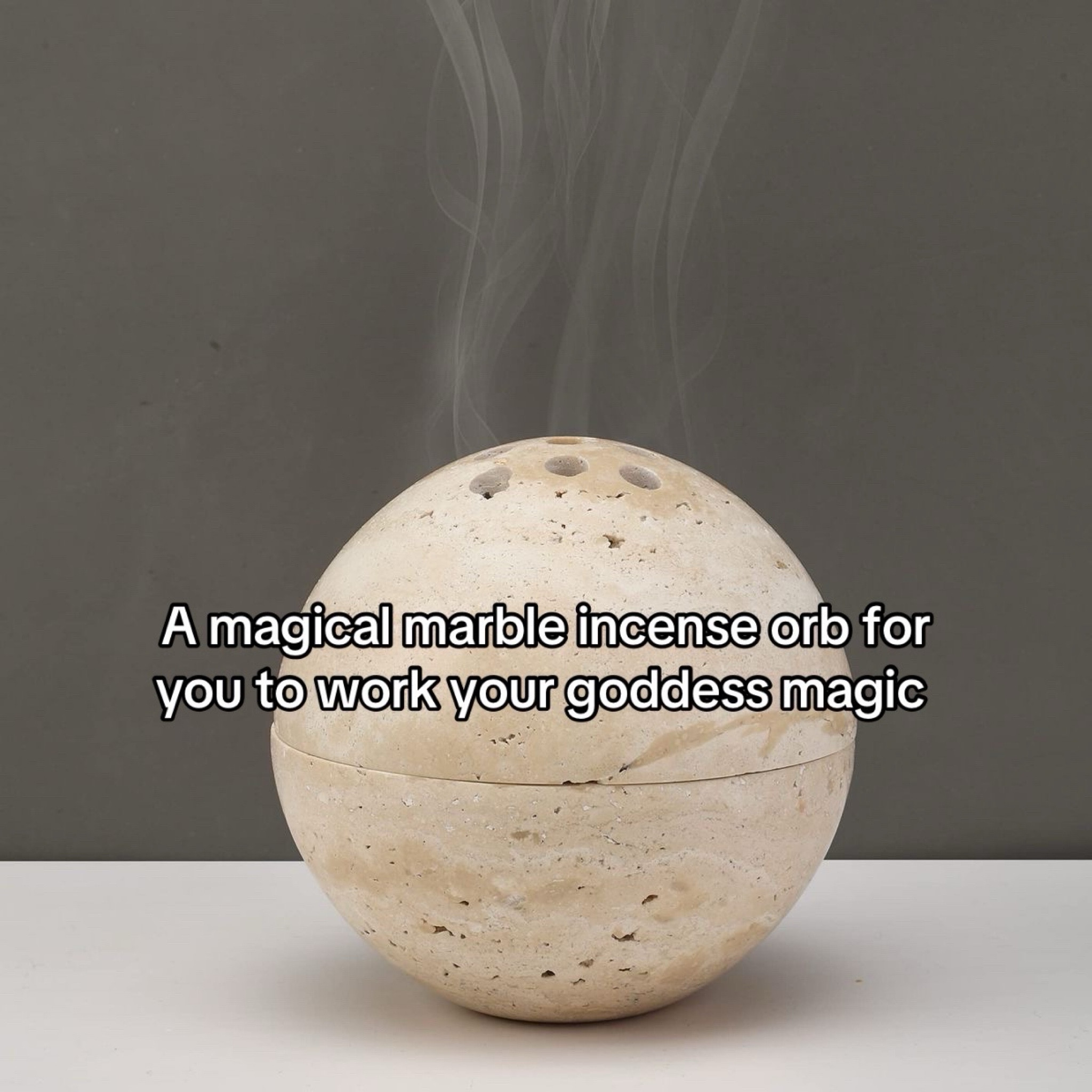 
Natural Travertine Incense Cone Holder, Handmade Stone Sphere Incense Burner for Medication Yoga Home Décor 4.1 inches

#LTKHome