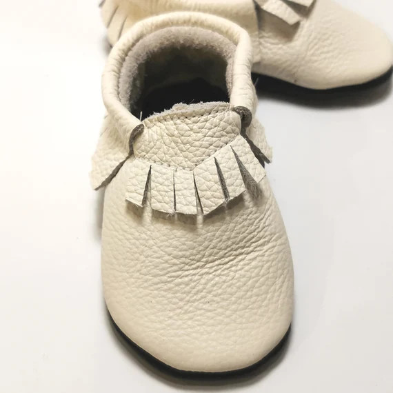 White Baby Moccasins, Baby Moccasins, Multicolored Baby Slippers with fringe, Milky White Toddler... | Etsy (CAD)
