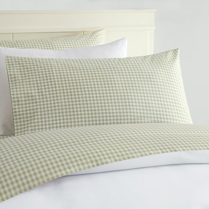 Laurel & Mayfair 250tc 100% Cotton Gingham Print Sheet Set, King, Green | Amazon (US)