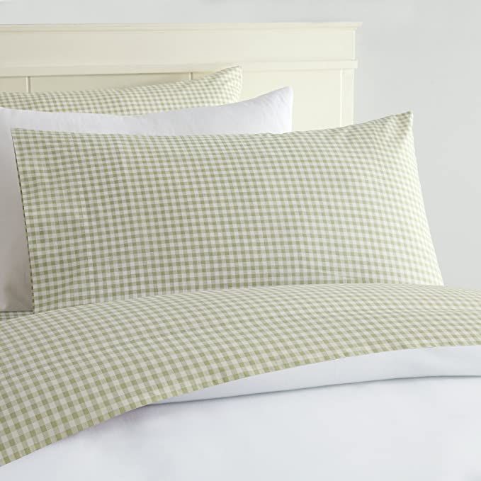 Laurel & Mayfair 250tc 100% Cotton Gingham Print Sheet Set, Twin, Green | Amazon (US)