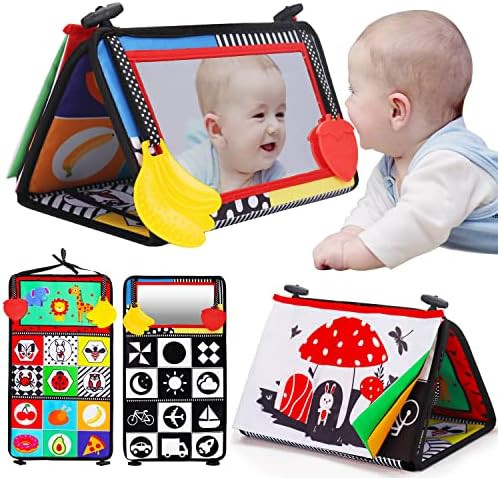 Amazon.com: Tummy Time Baby Mirror Infant Toys Newborn Toys 0 3 Months Brain Development with Cri... | Amazon (US)