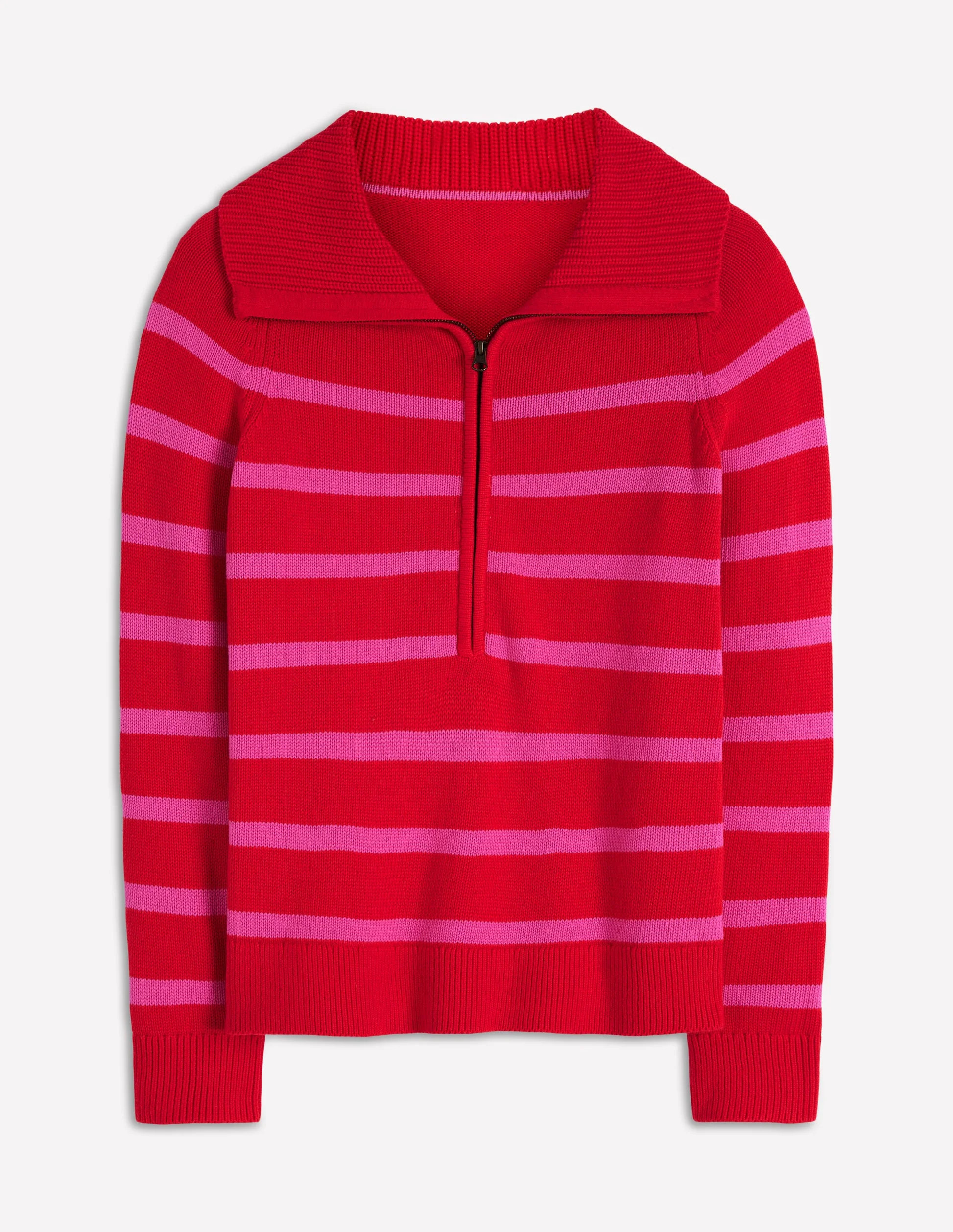 Lucy Half-zip Sweater-Pink/ Red | Boden (US)