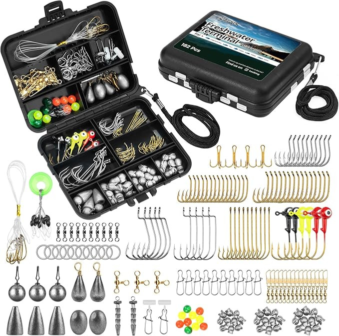 MadBite by KastKing 182/265/400pcs Compact Fishing Tackle Kit - All-in-One Freshwater Hooks, Weig... | Amazon (US)