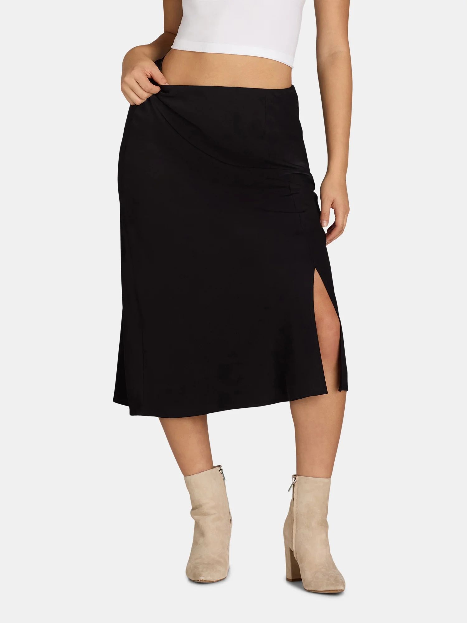 Time and Tru Women's Midi Slip Skirt, Sizes XS-XXXL | Walmart (US)